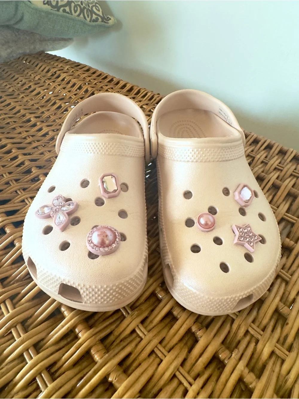 CROCS Kids' Light Pink Clogs with Decorative Charms